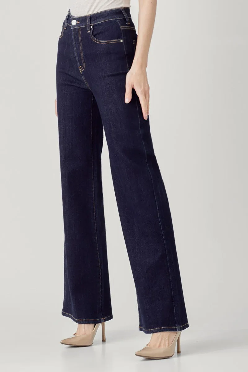 RISEN DARK HIGH-RISE WIDE LEG JEANS