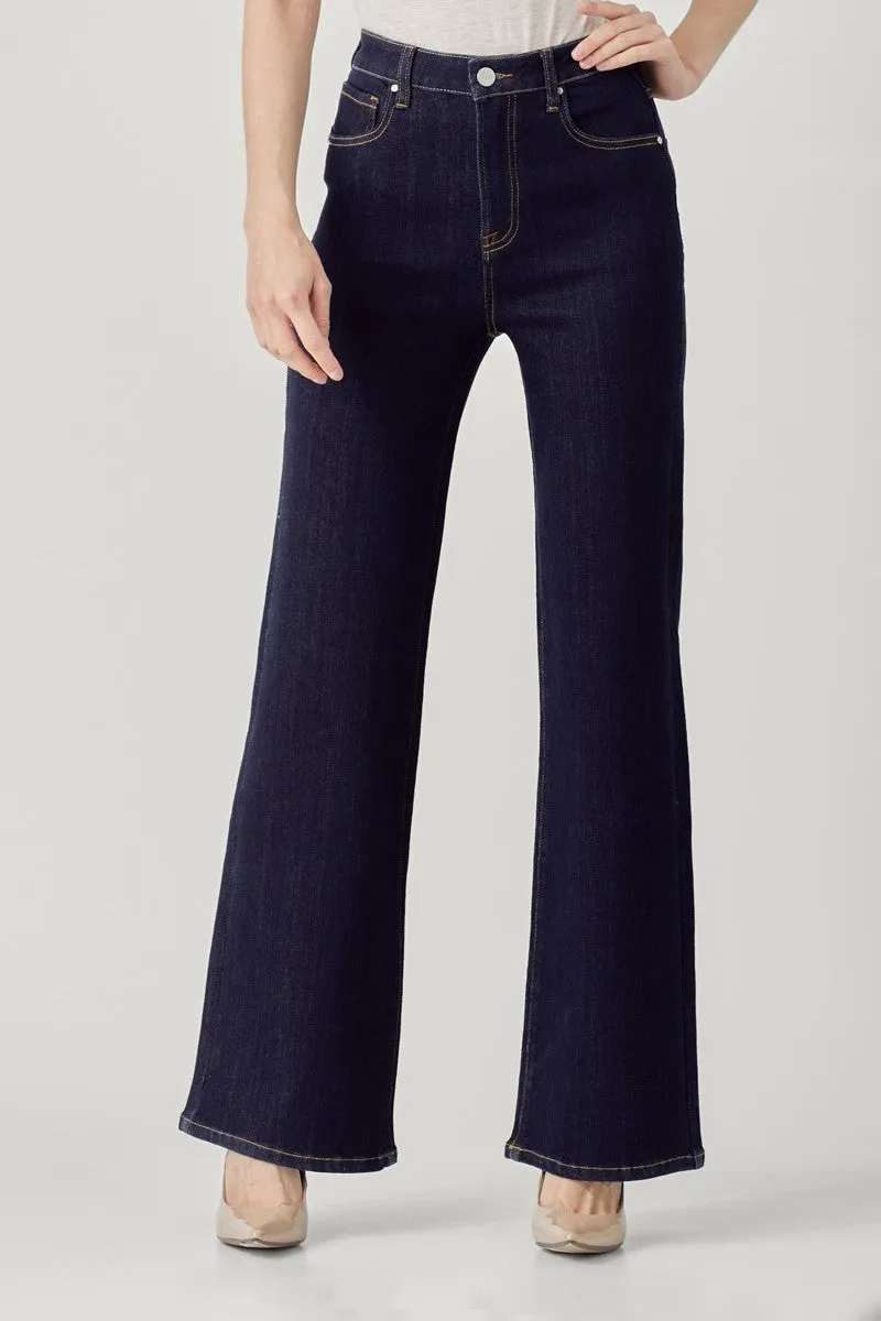 RISEN DARK HIGH-RISE WIDE LEG JEANS