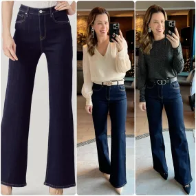 RISEN DARK HIGH-RISE WIDE LEG JEANS