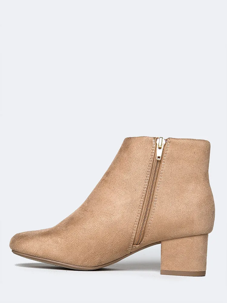 Round Toe Zip Ankle Boots