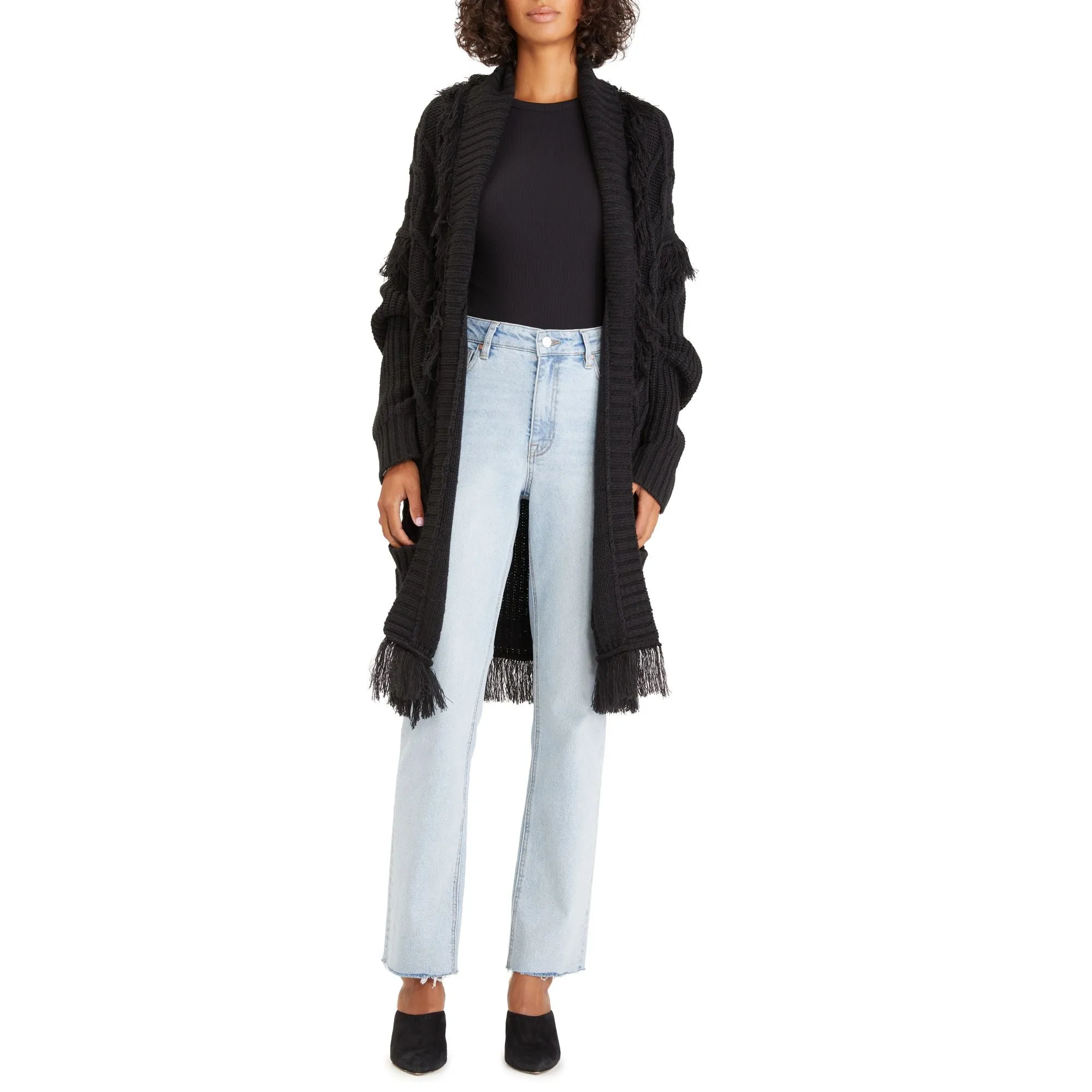 Sanctuary Women's Make Sway Fringe Cardi - BLACK