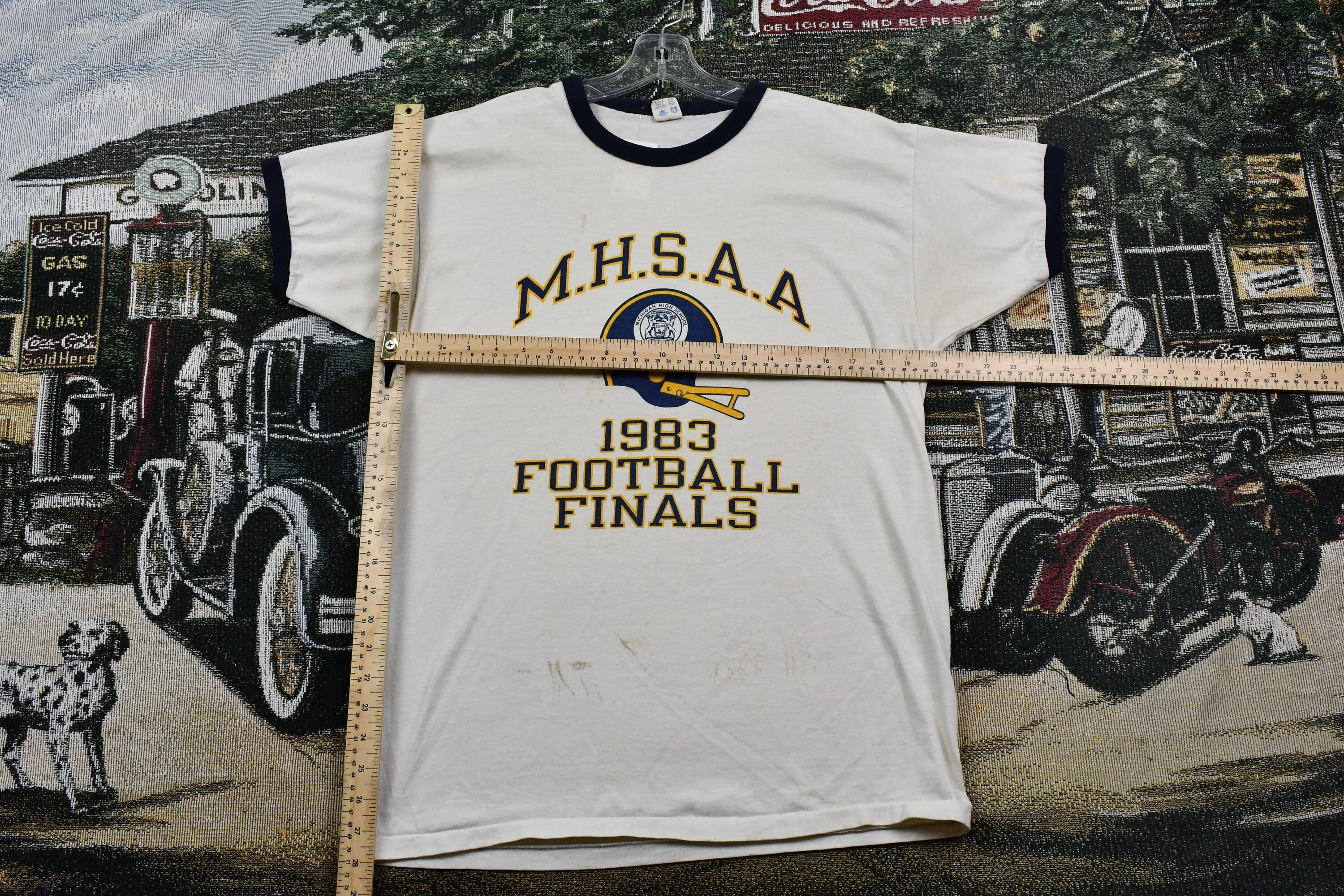 Vintage 1983 Champion MHSAA Football Finals Single Stitch Ringer T-Shirt / Sportswear / 80s Streetwear / Retro Style / Made In USA