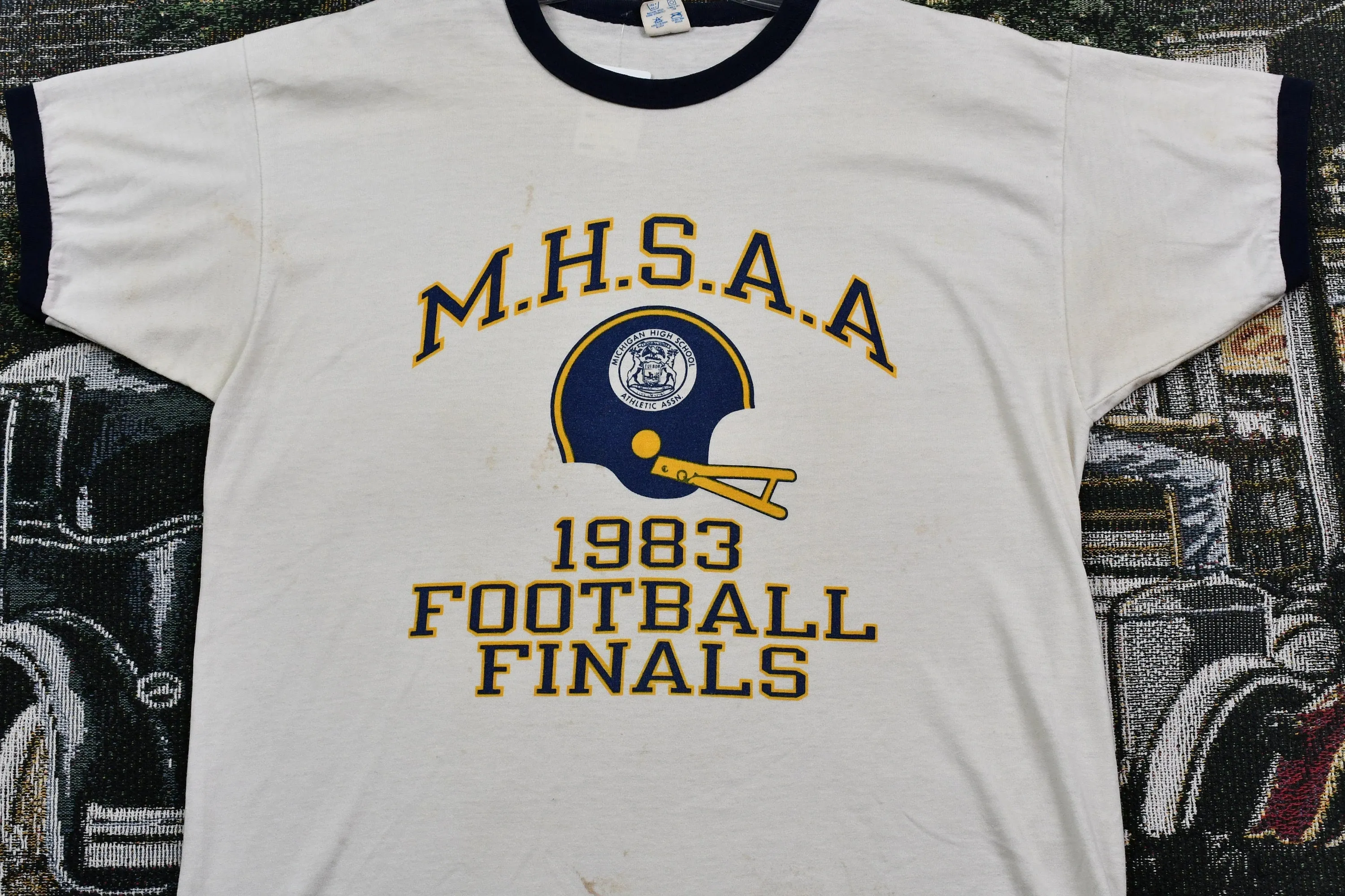 Vintage 1983 Champion MHSAA Football Finals Single Stitch Ringer T-Shirt / Sportswear / 80s Streetwear / Retro Style / Made In USA