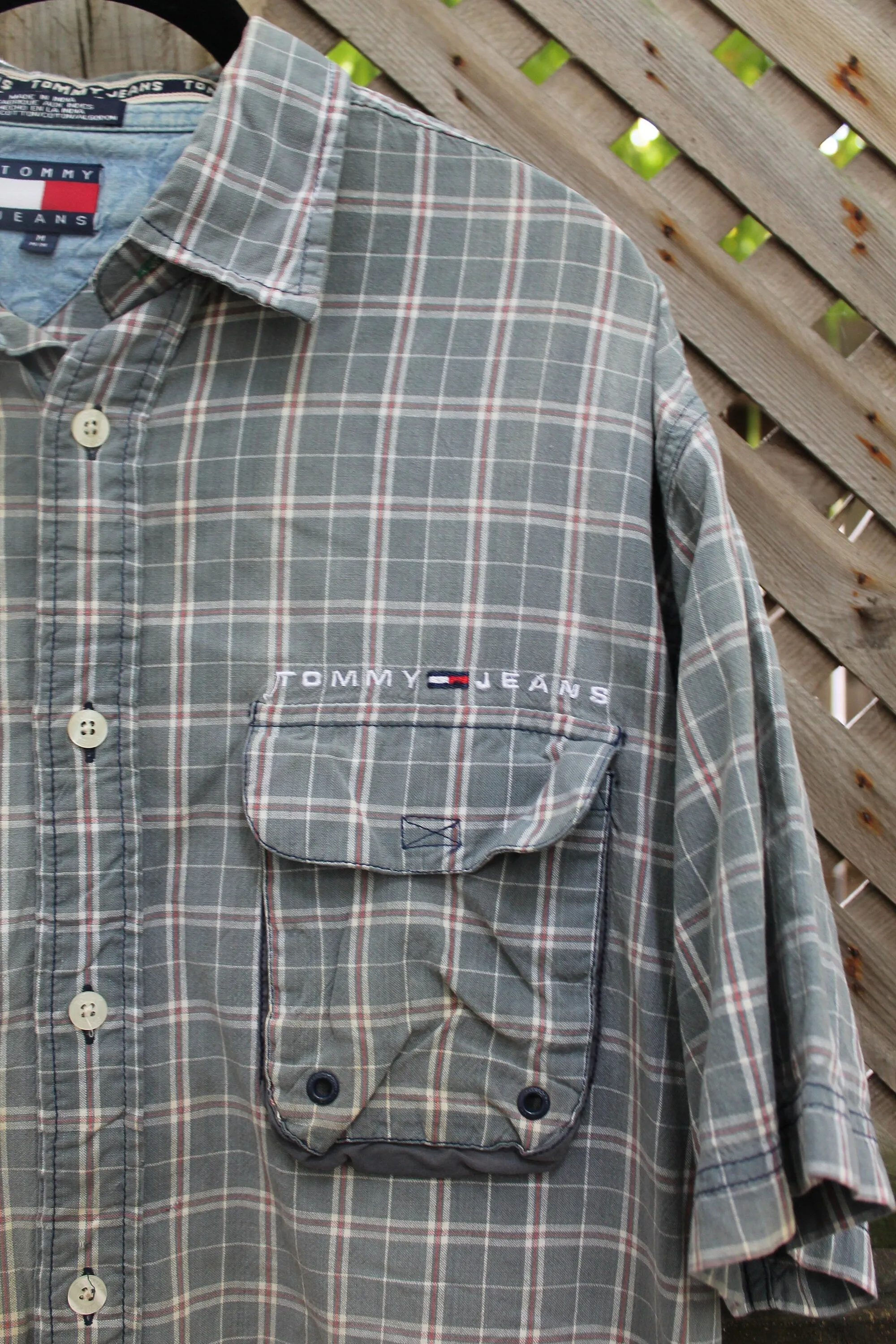 Vintage 1990S Tommy Hilfiger Tommy Jeans Button Up Plaid Shirt / Tommy Hilfiger / 90s / Utility Shirt / Vintage Button Up