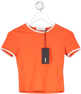 Weekday Orange Contrast Binding T Shirt UK S