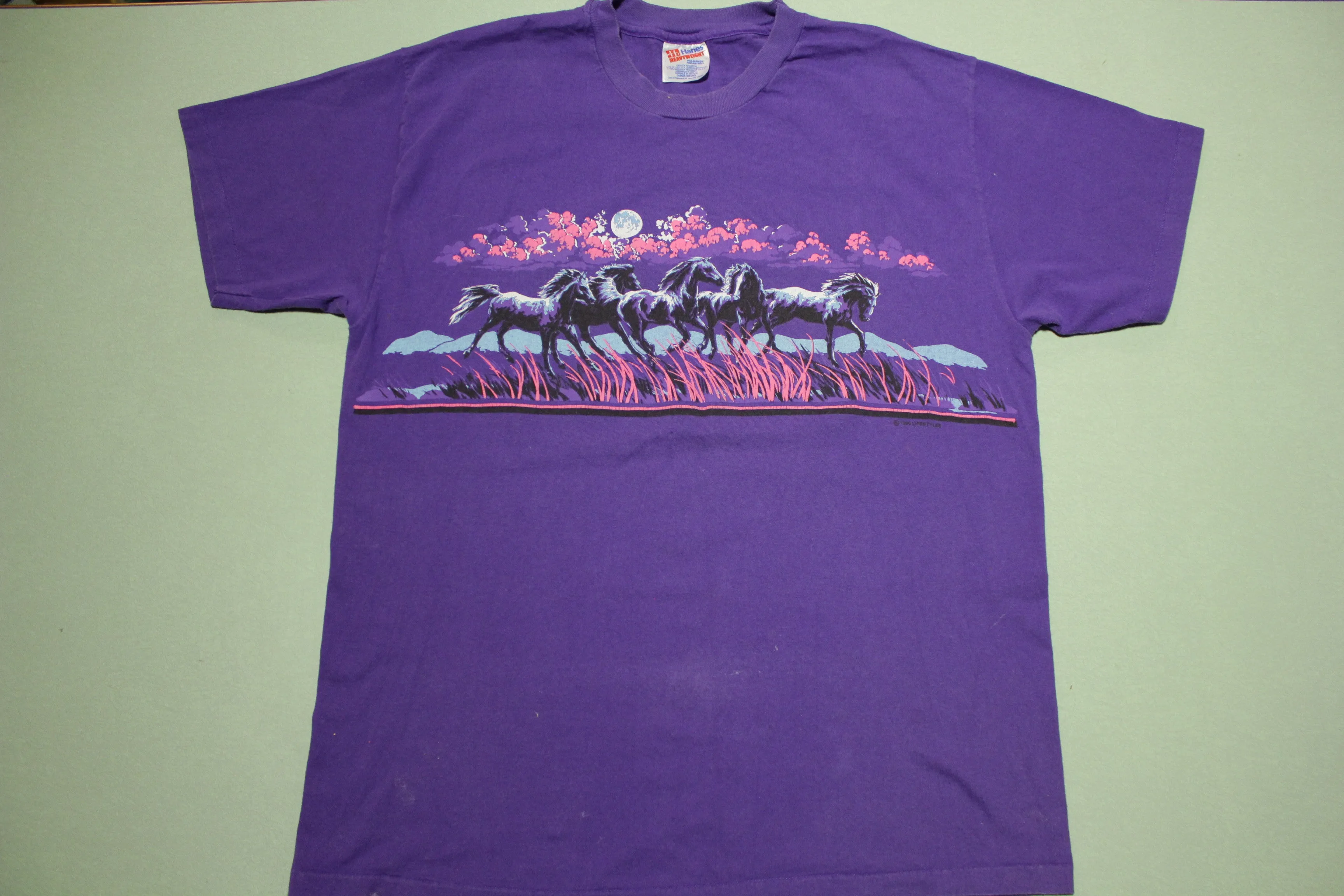 Wild Horses Prairie Moon Vintage 90's 80's Single Stitch Hanes USA Cowboy Country T-Shirt