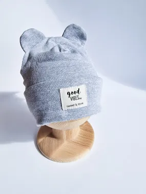 Winter folded bear beanie grey