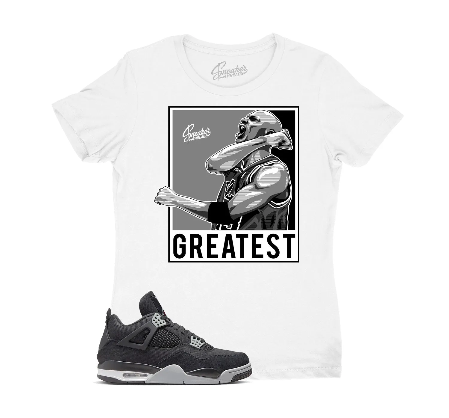 Womens Black Canvas 4 Shirt - Greatest - White